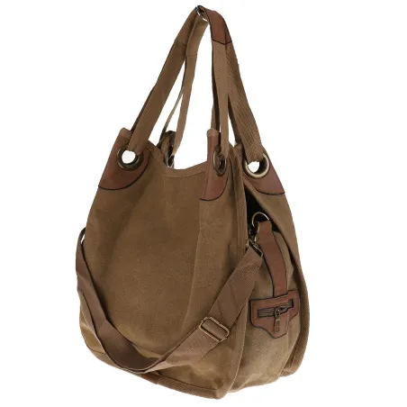 Torebka damska duża pojemna worek na ramię shopper listonoszka z208 Beżowa