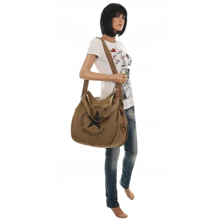 Torebka damska duża pojemna worek na ramię shopper listonoszka z208 Beżowa