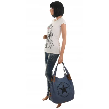 Torebka damska duża pojemna worek na ramię shopper listonoszka z208 Niebieska