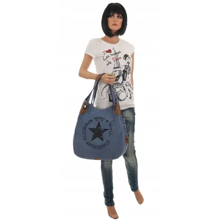 Torebka damska duża pojemna worek na ramię shopper listonoszka z208 Niebieska