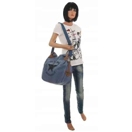 Torebka damska duża pojemna worek na ramię shopper listonoszka z208 Niebieska