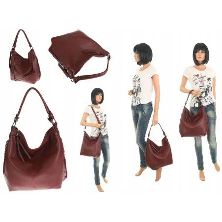 Klasyczna Torebka Damska listonoszka worek P174 Red