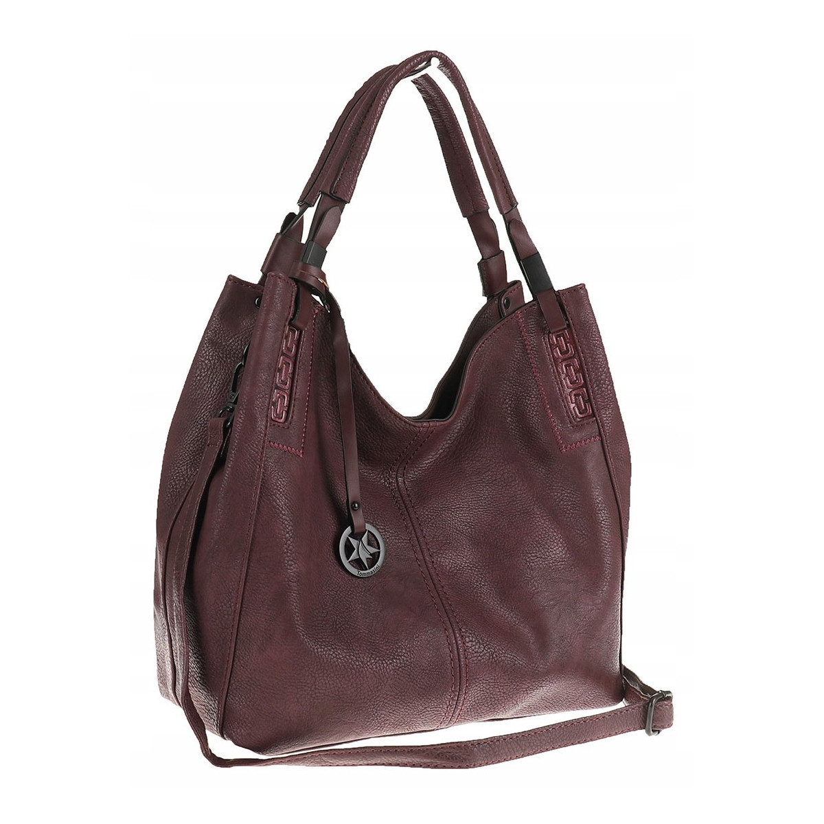 Tommasini Torebka Damska Listonoszka Duża Torba Shopper Worek 2692 Bordowa