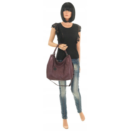 Tommasini Torebka Damska Listonoszka Duża Torba Shopper Worek 2692 Bordowa