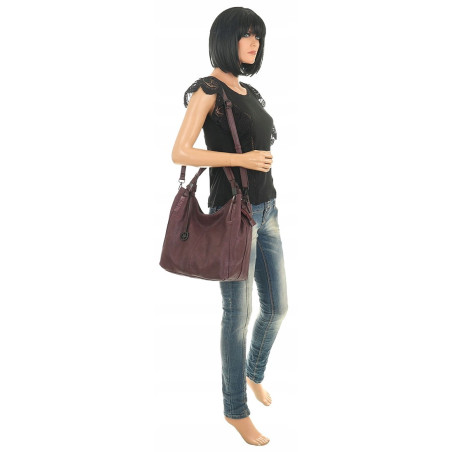 Tommasini Torebka Damska Listonoszka Duża Torba Shopper Worek 2692 Bordowa