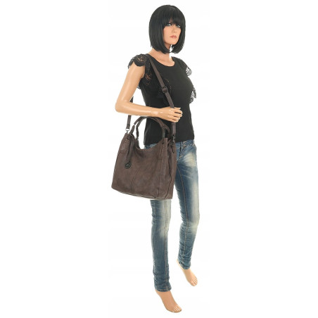 Tommasini Torebka Damska na ramię Duża Torba Shopper Worek 2692 Brązowa Coffee