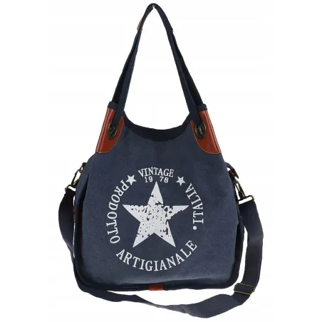 Torebka damska duża pojemna worek na ramię shopper listonoszka z208 Granatowa